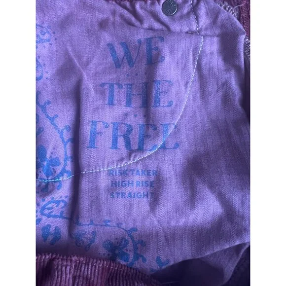 We The Free Riser Taker High Rise Straight Corduroy Pants Wine Womens 28